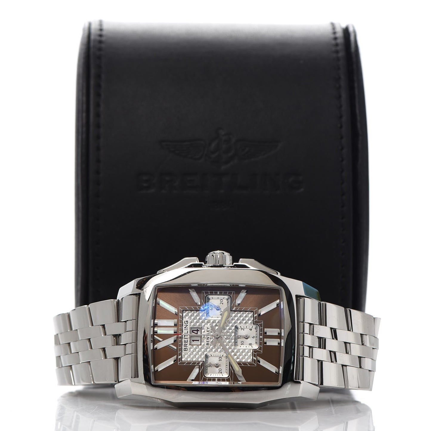 Stainless Steel Mother of Pearl 39mm Bentley Flying B Chronograph Automatic Watch Brown A44365
