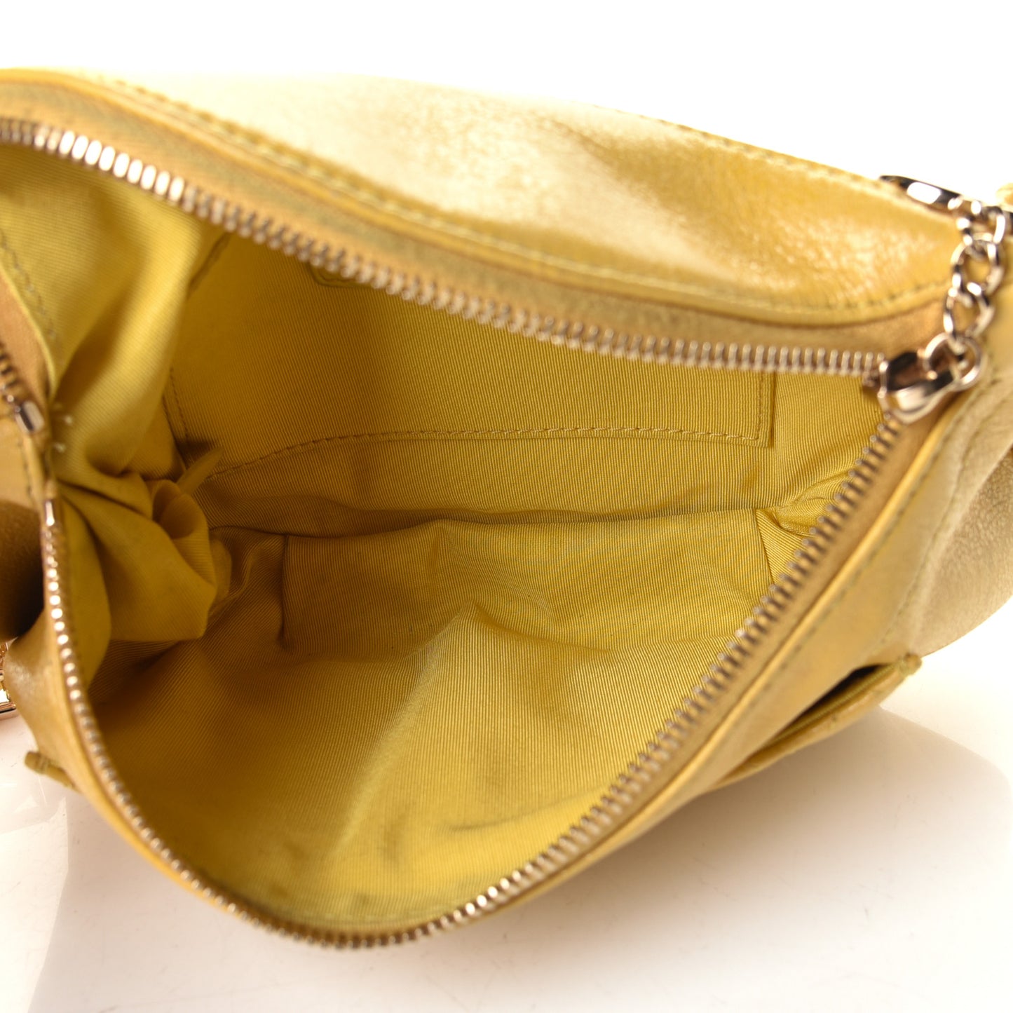 Crumpled Glazed Lambskin Quilted Waist Bag Fanny Pack Yellow