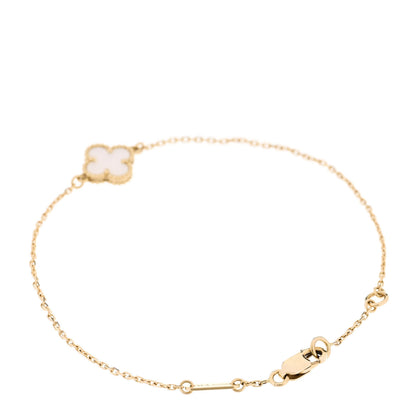 Van Cleef & Arpels 18K Yellow Gold Mother of Pearl Sweet Alhambra Bracelet 2 of 6