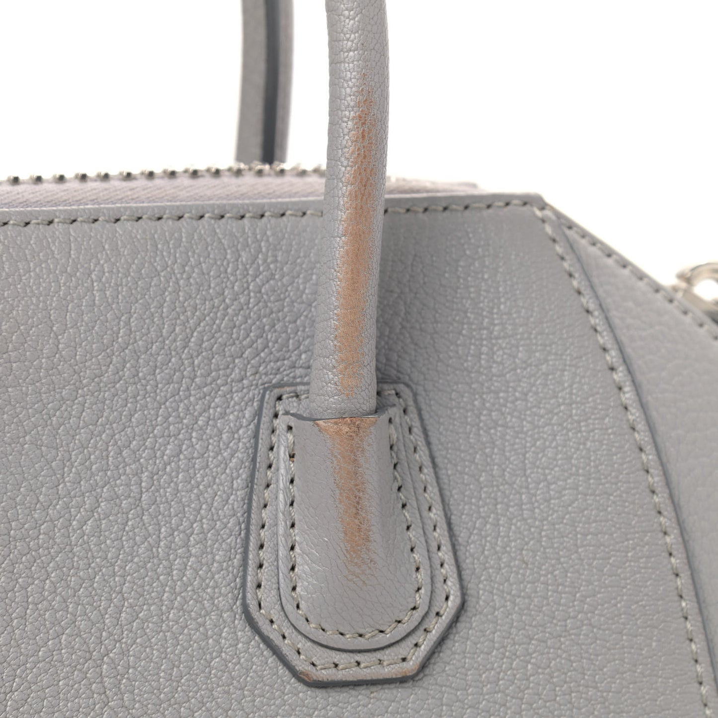 Sugar Goatskin Mini Antigona Pearl Grey