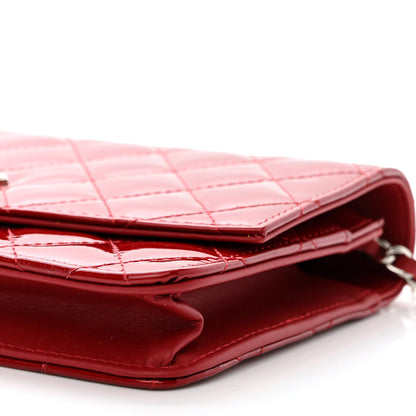 Chanel Patent Quilted Brilliant Wallet On Chain WOC Red 11 of 14
