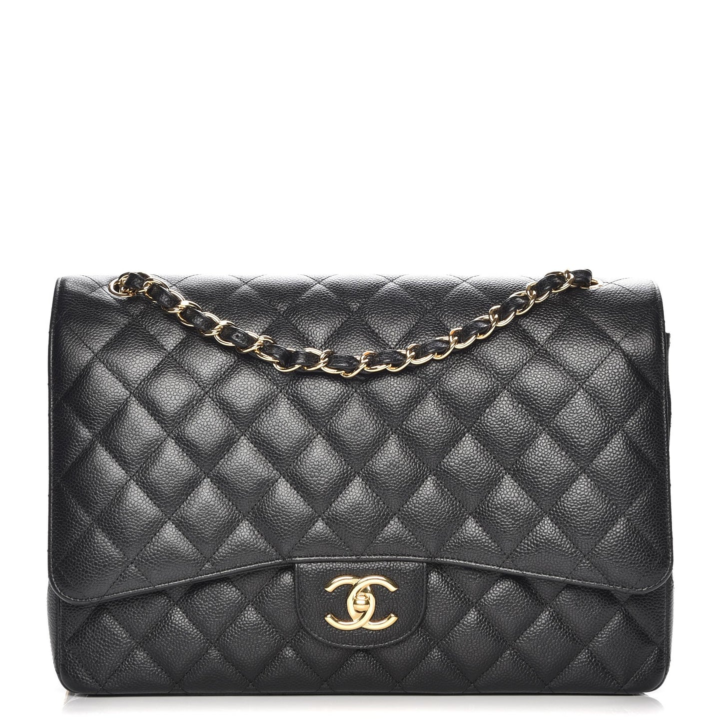 Caviar Quilted Maxi Double Flap Black