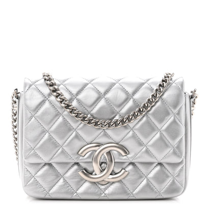 Chanel Metallic Lambskin Quilted Mini Maxi CC Flap Argent 1 of 10