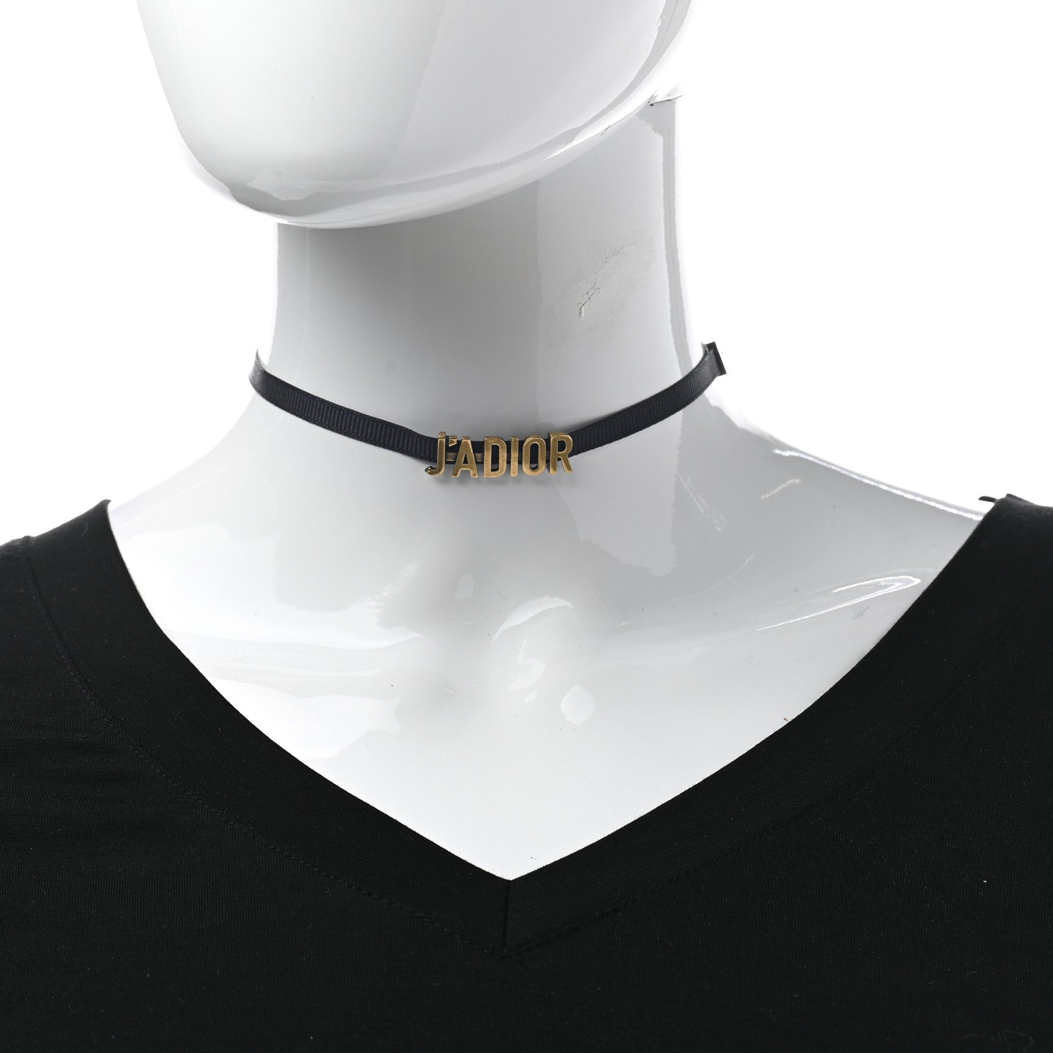 Christian Dior Grosgrain Ribbon J'Adior Logo Choker Necklace Black 2 of 5