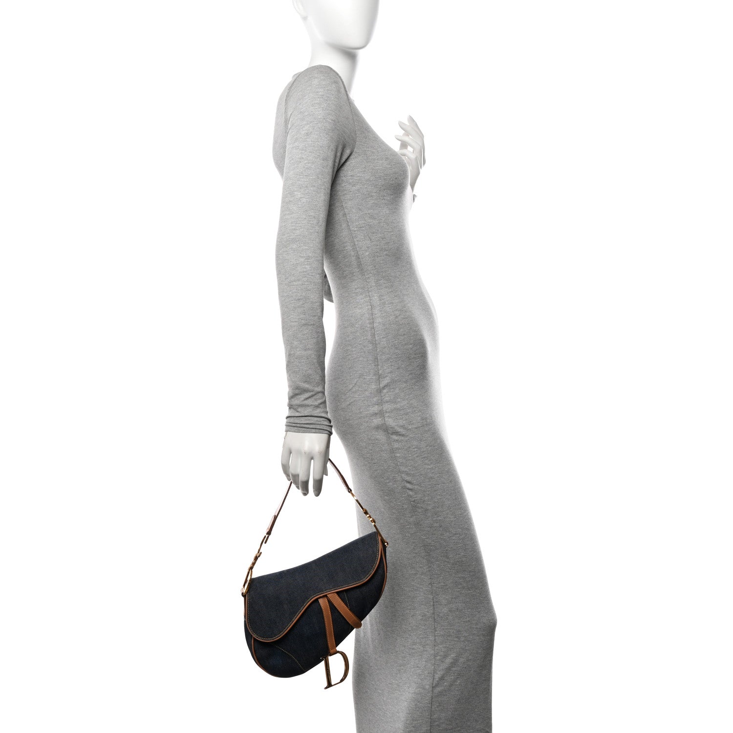Christian Dior Denim Calfskin Saddle Bag Blue 2 of 13