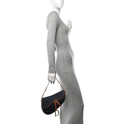 Christian Dior Denim Calfskin Saddle Bag Blue 2 of 13