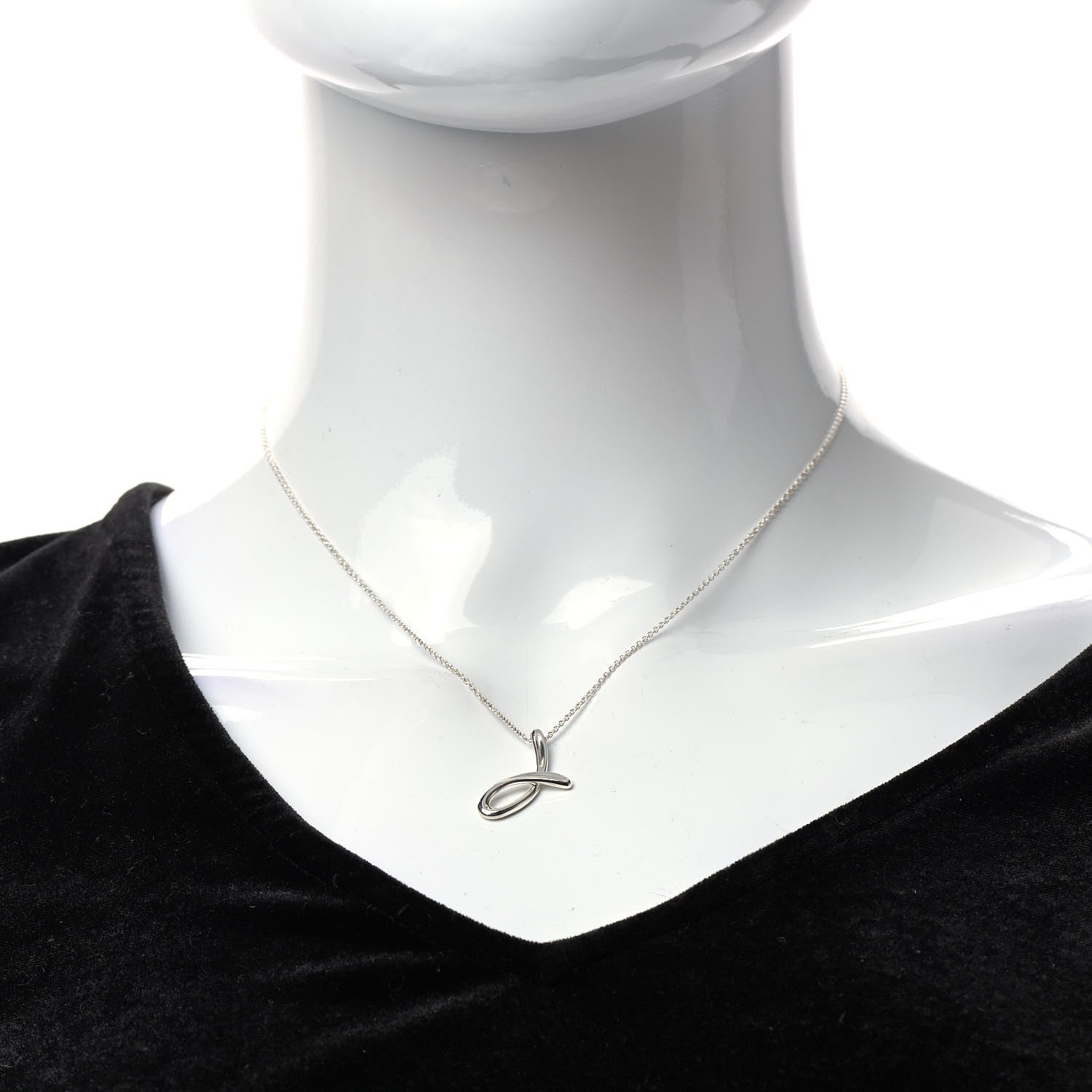 Tiffany Sterling Silver Elsa Peretti Letter J Pendant Necklace 2 of 8