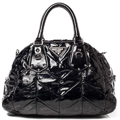 Prada Vernice Chevron Dome Satchel Black 1 of 11