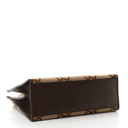 Gucci Monogram Jumbo GG Textured Dollar Calfskin Web Tote Bag Camel Ebony New Acero 4 of 10