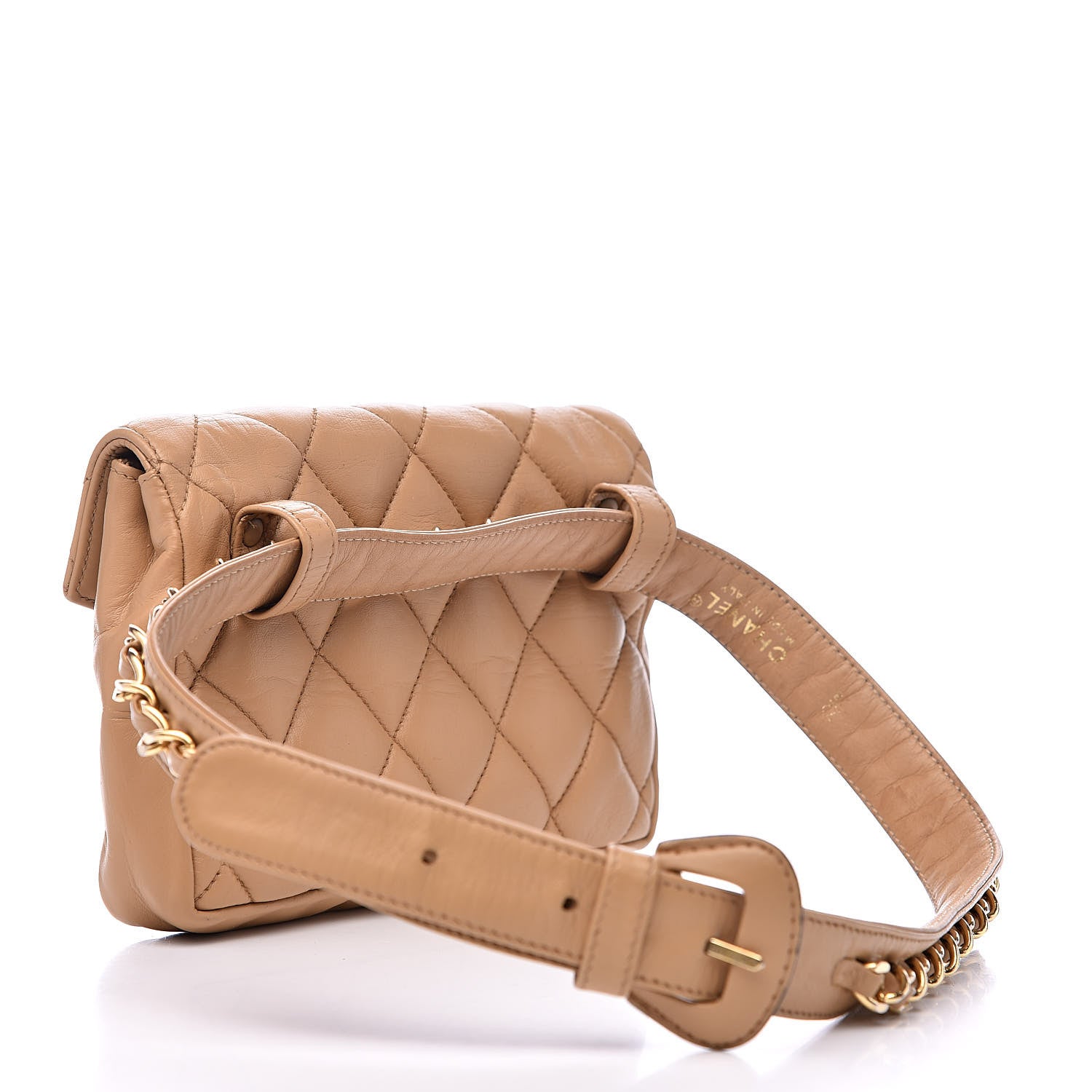 Chanel Lambskin Quilted Flap Waist Belt Bag 70 28 Beige 3 of 16