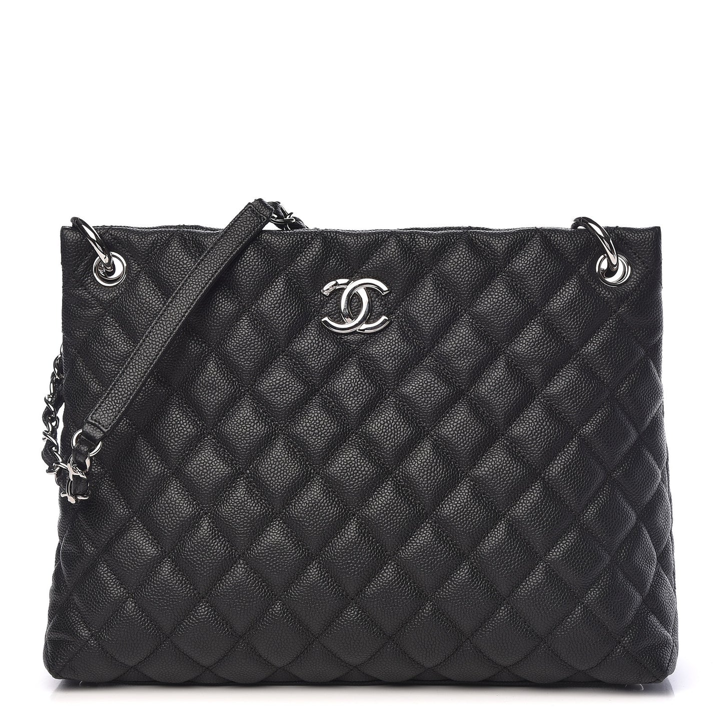 Caviar Quilted Easy Zip Tote Black