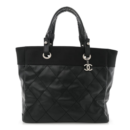 Chanel Coated Canvas Quilted Large Paris Biarritz Tote Black 1 of 10