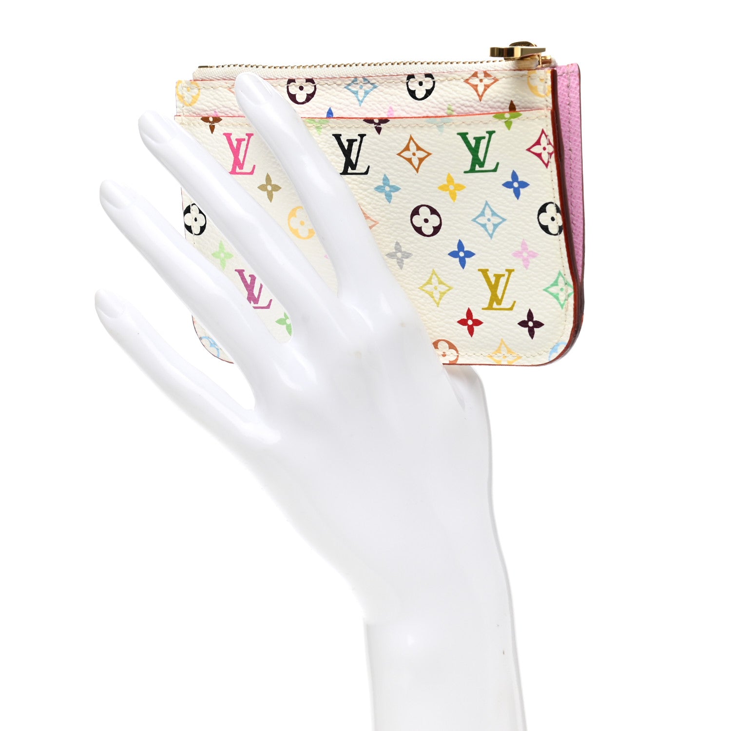 Louis Vuitton Monogram Multicolor Key Pouch White Litchi 2 of 10