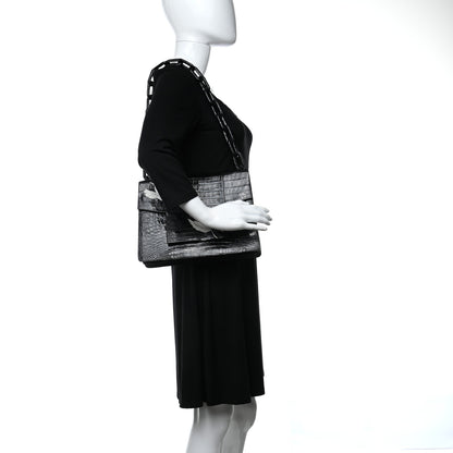 Nancy Gonzalez Crocodile Embroidered Birds Bag Black 2 of 9