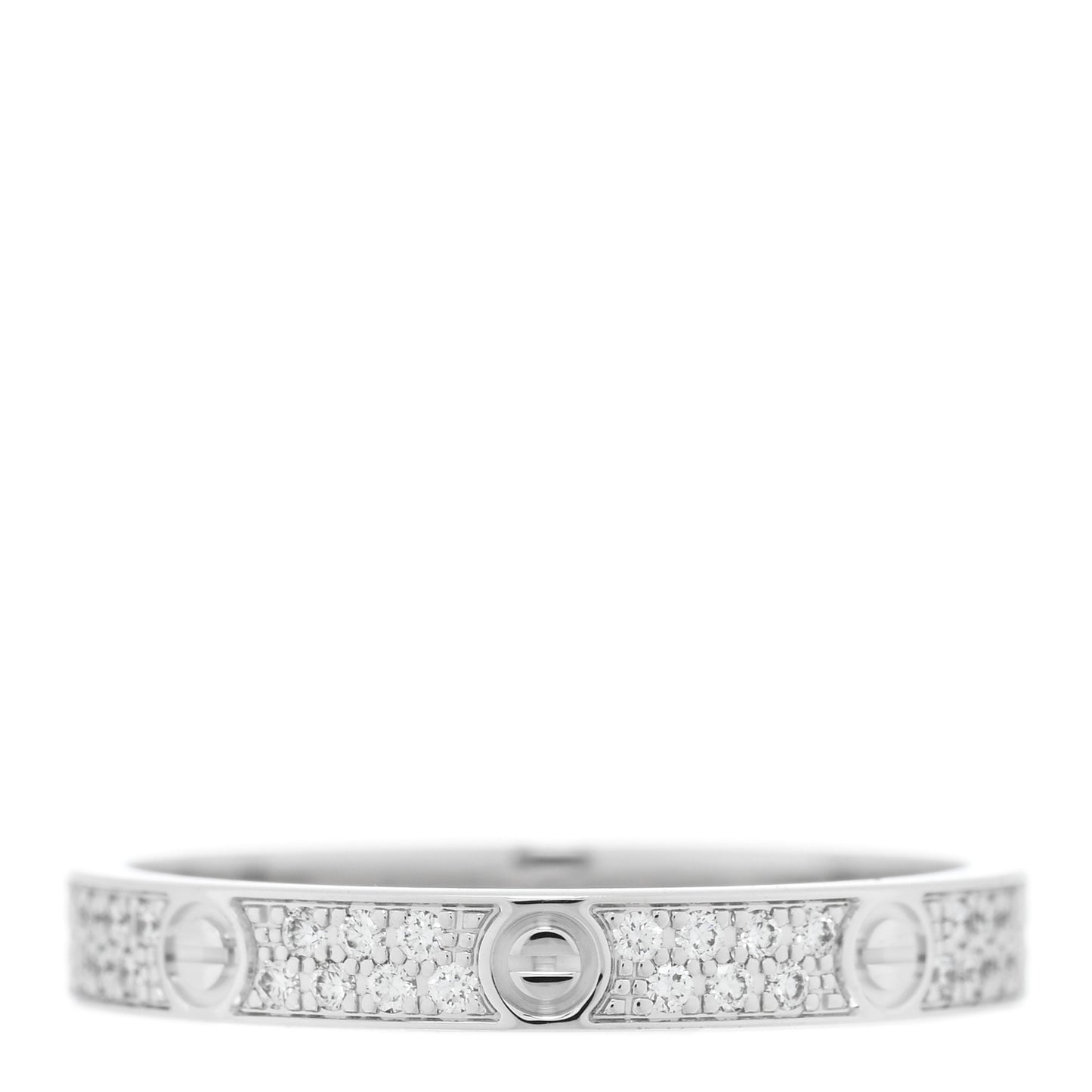 18K White Gold Diamond 2.6mm LOVE Paved Band Ring 48 4.5