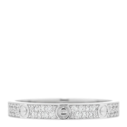 Cartier 18K White Gold Diamond 2.6mm LOVE Paved Band Ring 48 4.5 3 of 4