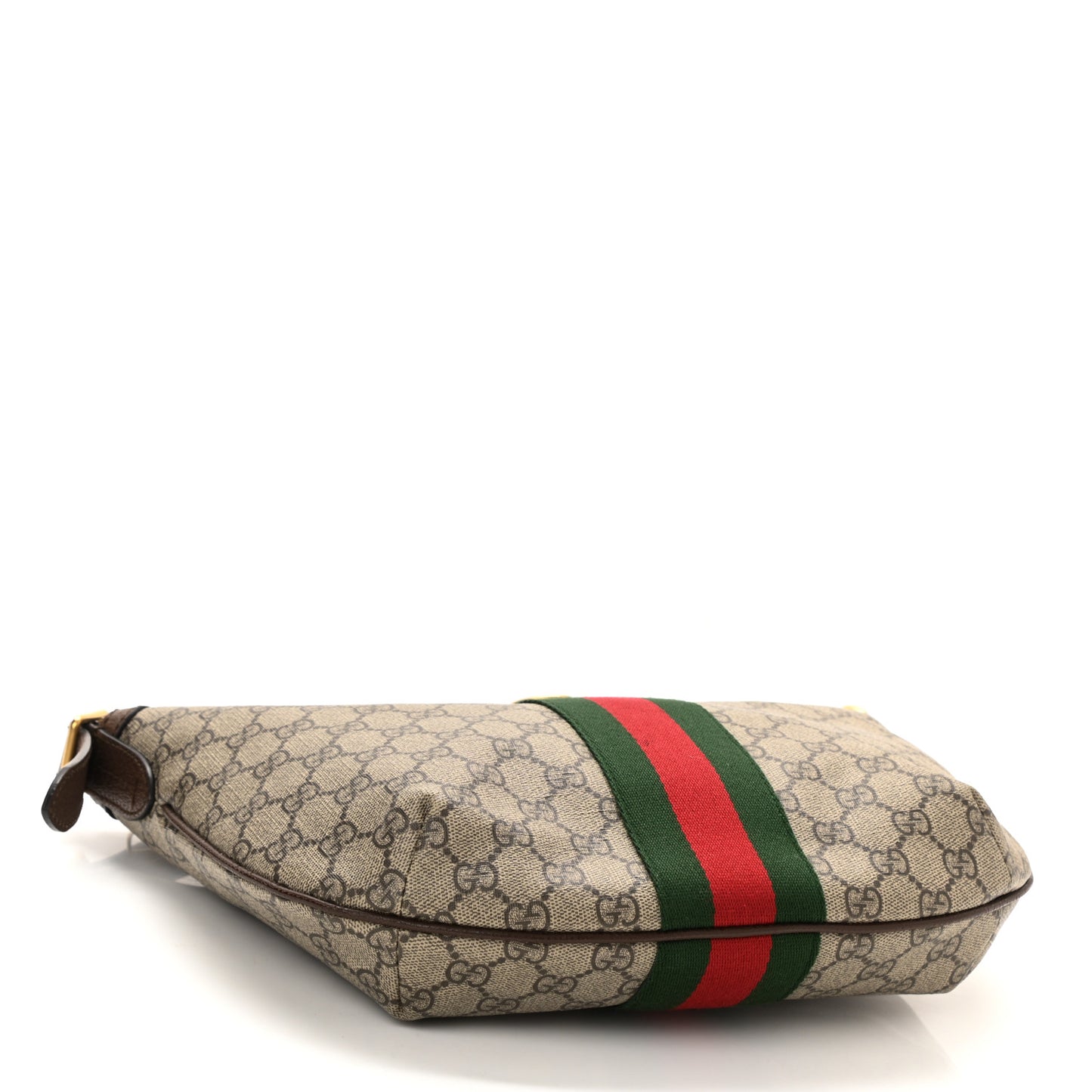 GG Supreme Monogram Web Small Ophidia Half Moon Hobo Brown