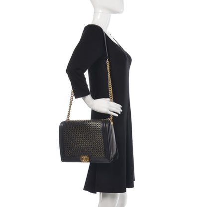 Chanel Braided Sheepskin Large Boy Reverso Flap Black 2 of 13