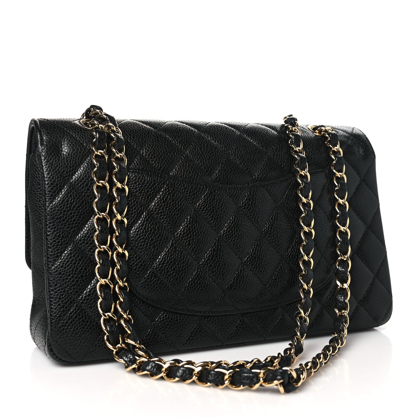 Caviar Quilted Medium Double Flap Black