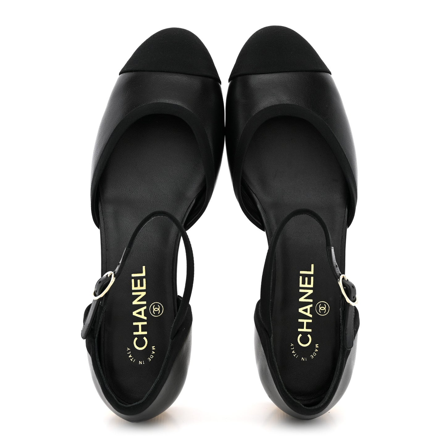 Lambskin Grosgrain Cap Toe Mary Jane Flats 38.5 Black