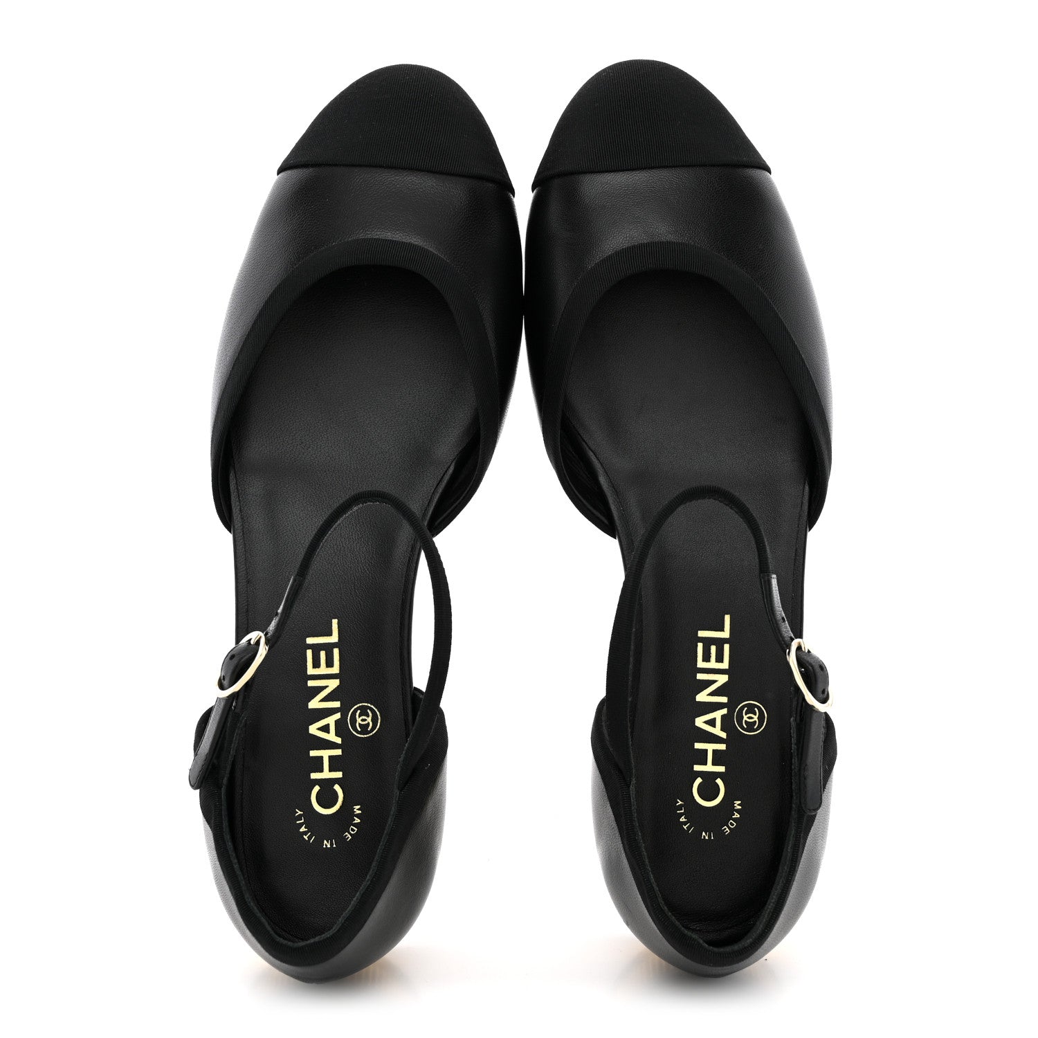 Chanel Lambskin Grosgrain Cap Toe Mary Jane Flats 38.5 Black 2 of 10