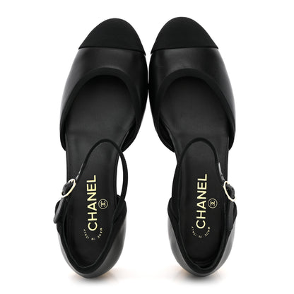 Chanel Lambskin Grosgrain Cap Toe Mary Jane Flats 38.5 Black 2 of 10