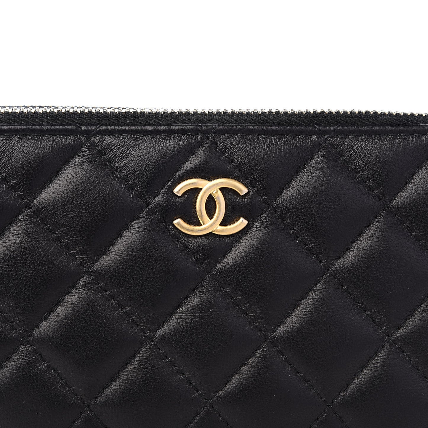 Lambskin Quilted Small Clutch With Chain Black