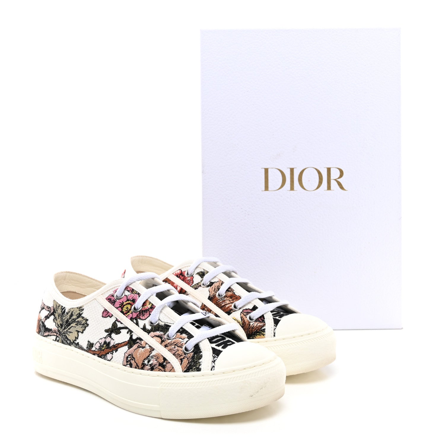 Christian Dior Canvas Jardin Botanique Embroidered Womens Walk'N'Dior Low Top Sneakers 37 White Multicolor 9 of 9