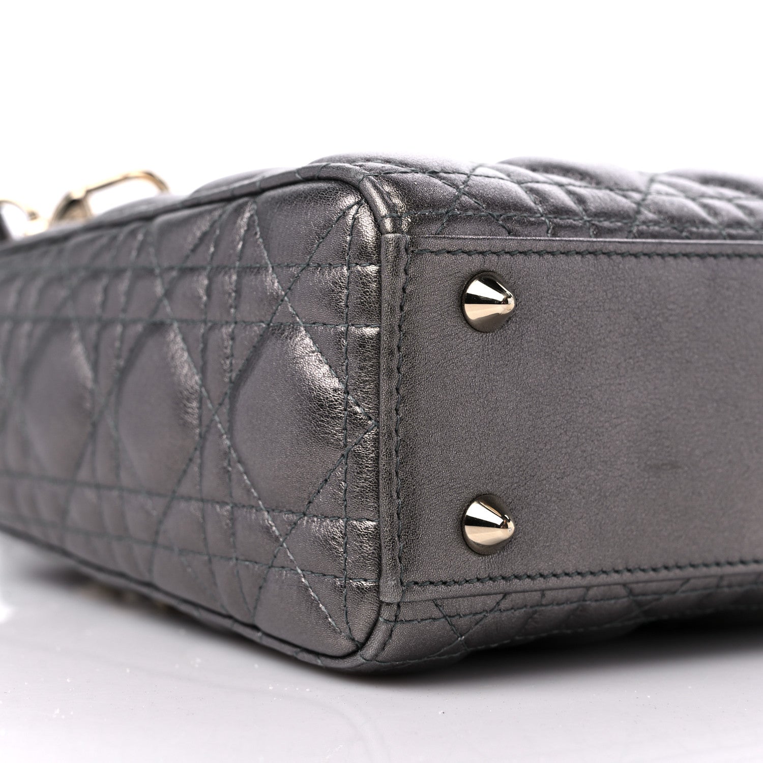 Christian Dior Lambskin Cannage Small My ABCDior Lady Dior Metallic Grey 7 of 11