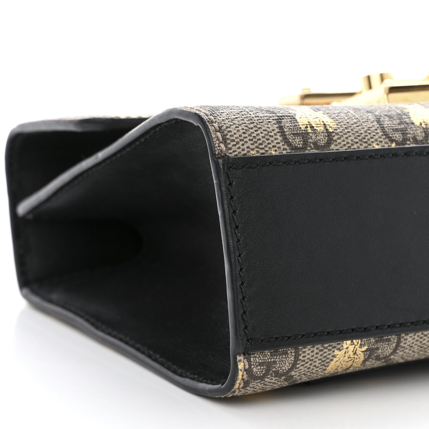 Gucci GG Supreme Monogram Bees Small Padlock Shoulder Bag Black 9 of 11