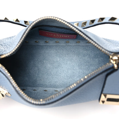 Valentino Garavani Pebbled Calfskin Small Rockstud Flip Lock Shoulder Bag Niagara 5 of 9