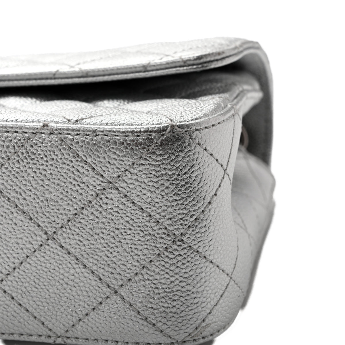 Chanel Metallic Caviar Quilted Medium CC Slide Flap Silver 21 of 27