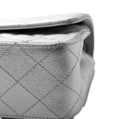 Chanel Metallic Caviar Quilted Medium CC Slide Flap Silver 21 of 27