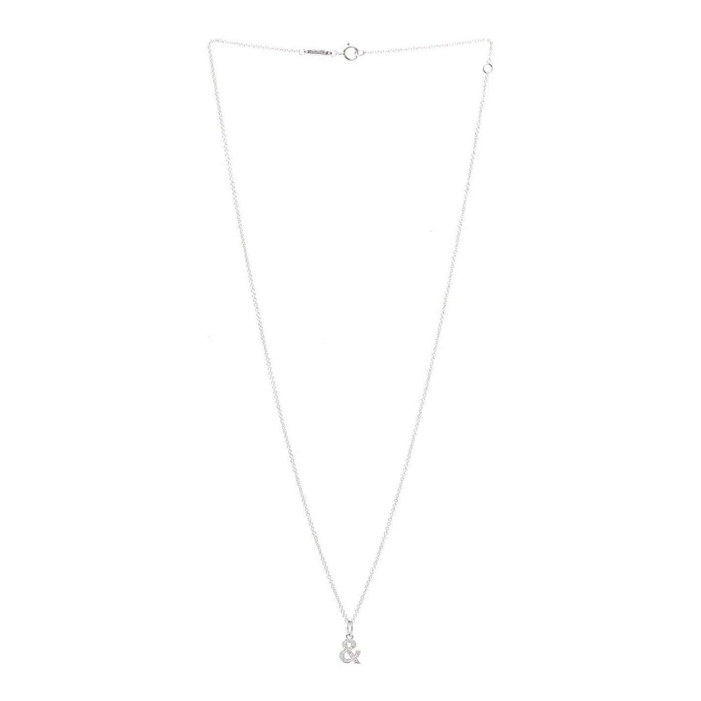18K White Gold Diamond Small Ampersand Pendant Necklace