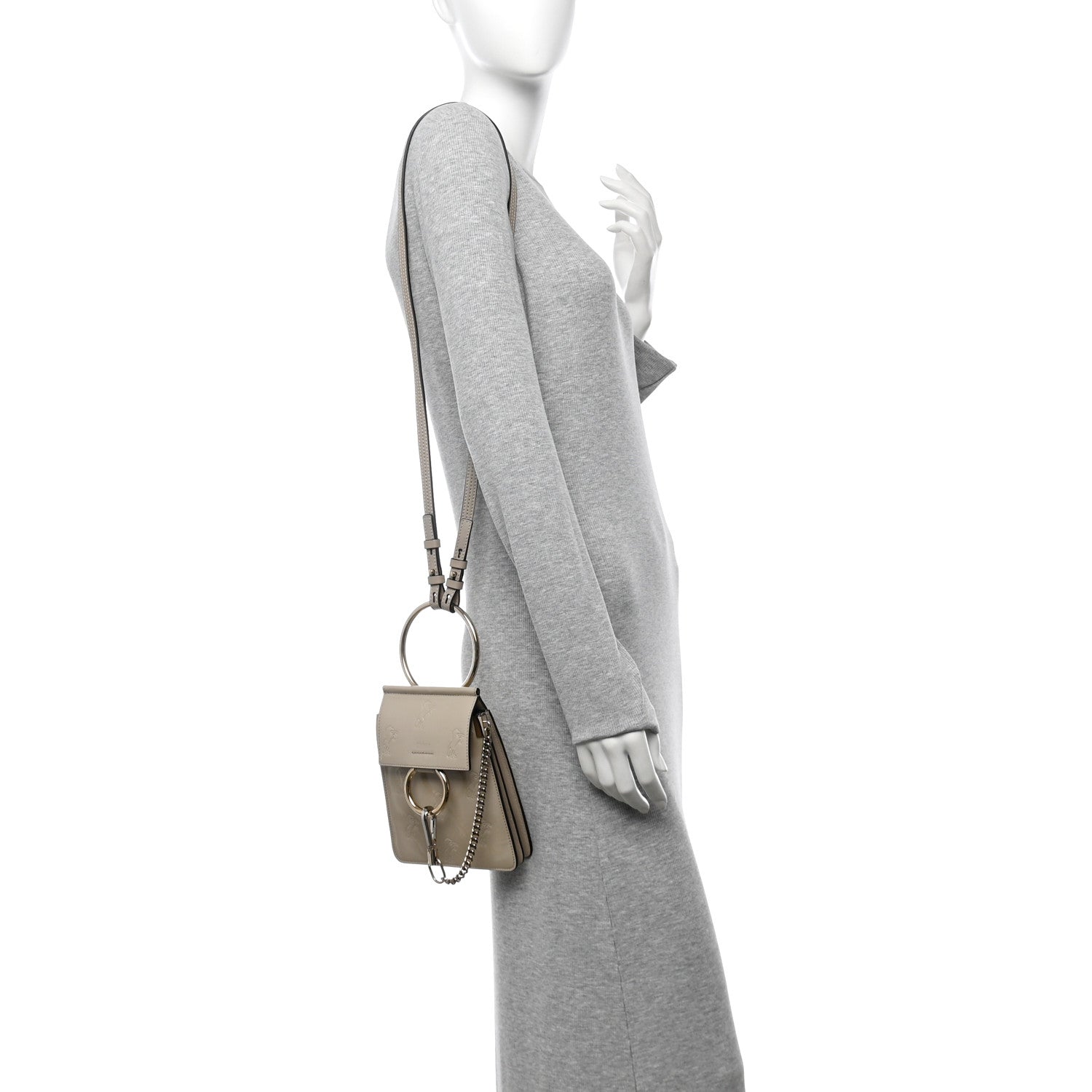 Chloe Patent Calfskin Little Horses Debossed Mini Faye Bag Motty Grey 2 of 10