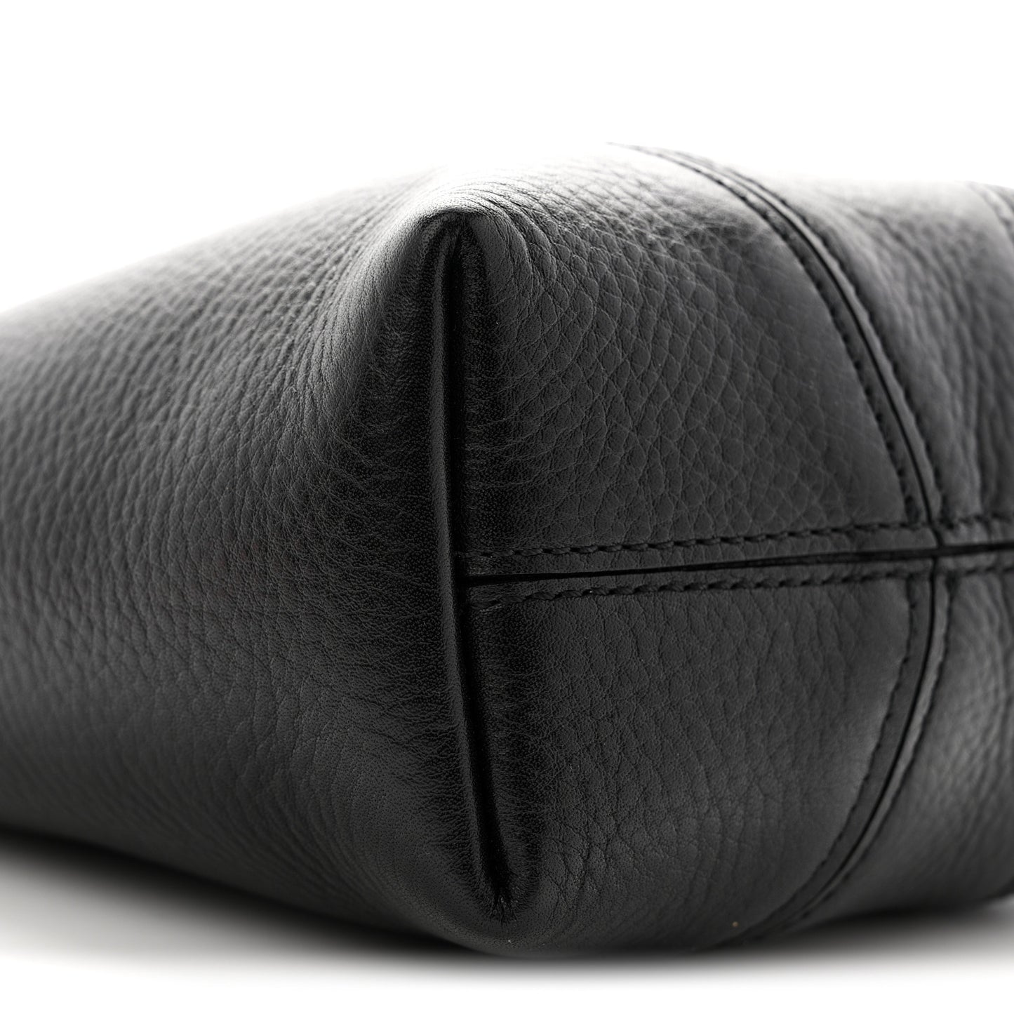 Grained Calfskin Small Spin Tote Black