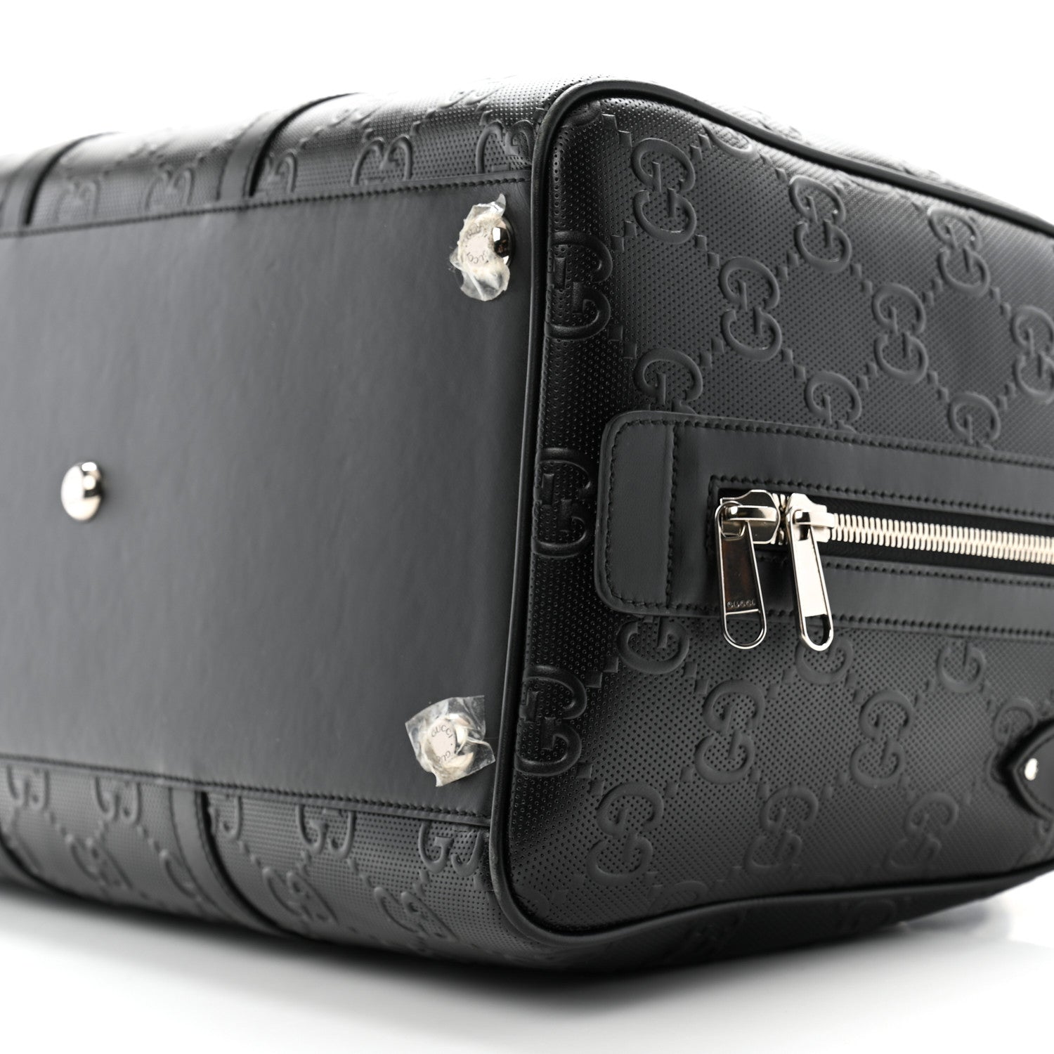 Gucci Calfskin GG Tennis Embossed Duffle Bag Black 9 of 13