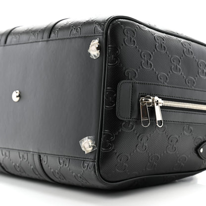 Gucci Calfskin GG Tennis Embossed Duffle Bag Black 9 of 13