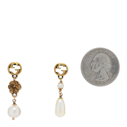 Gucci Pearl Interlocking G Flower Earrings Gold 2 of 4