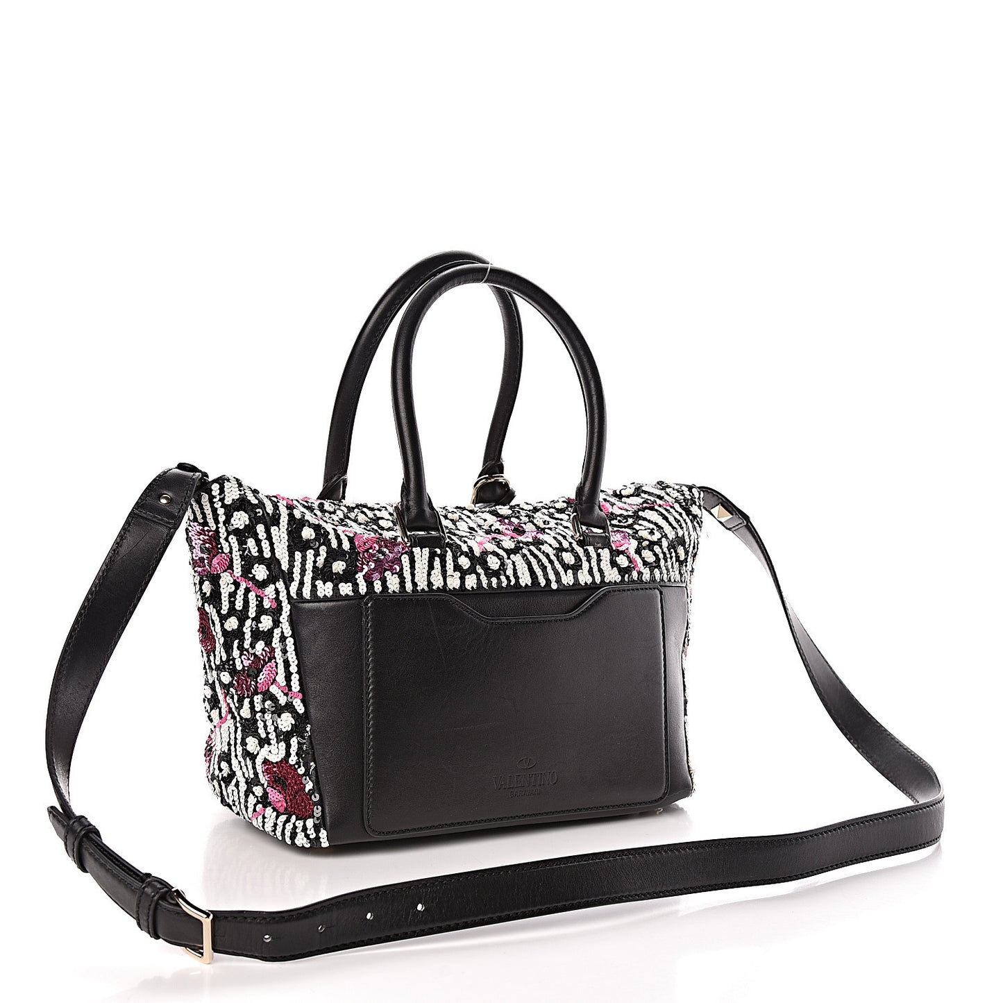 Sequin Calfskin Small Demilune Double Handle Satchel Multi