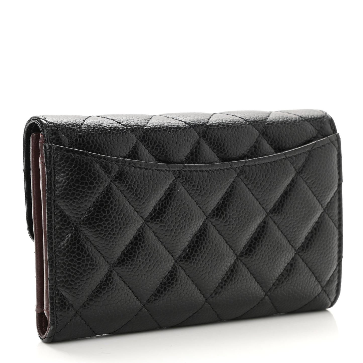 Caviar Quilted Medium Flap Wallet Black