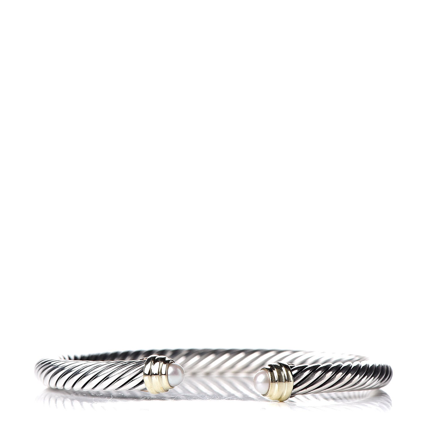 Sterling Silver 14K Yellow Gold Pearl 5mm Cable Classics Petite Color Bracelet