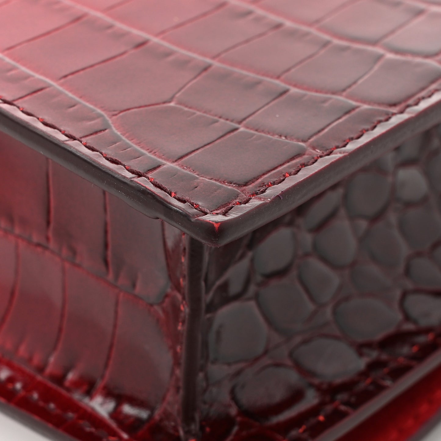 Calfskin Crocodile Embossed Skull Mini Crossbody Bag Red