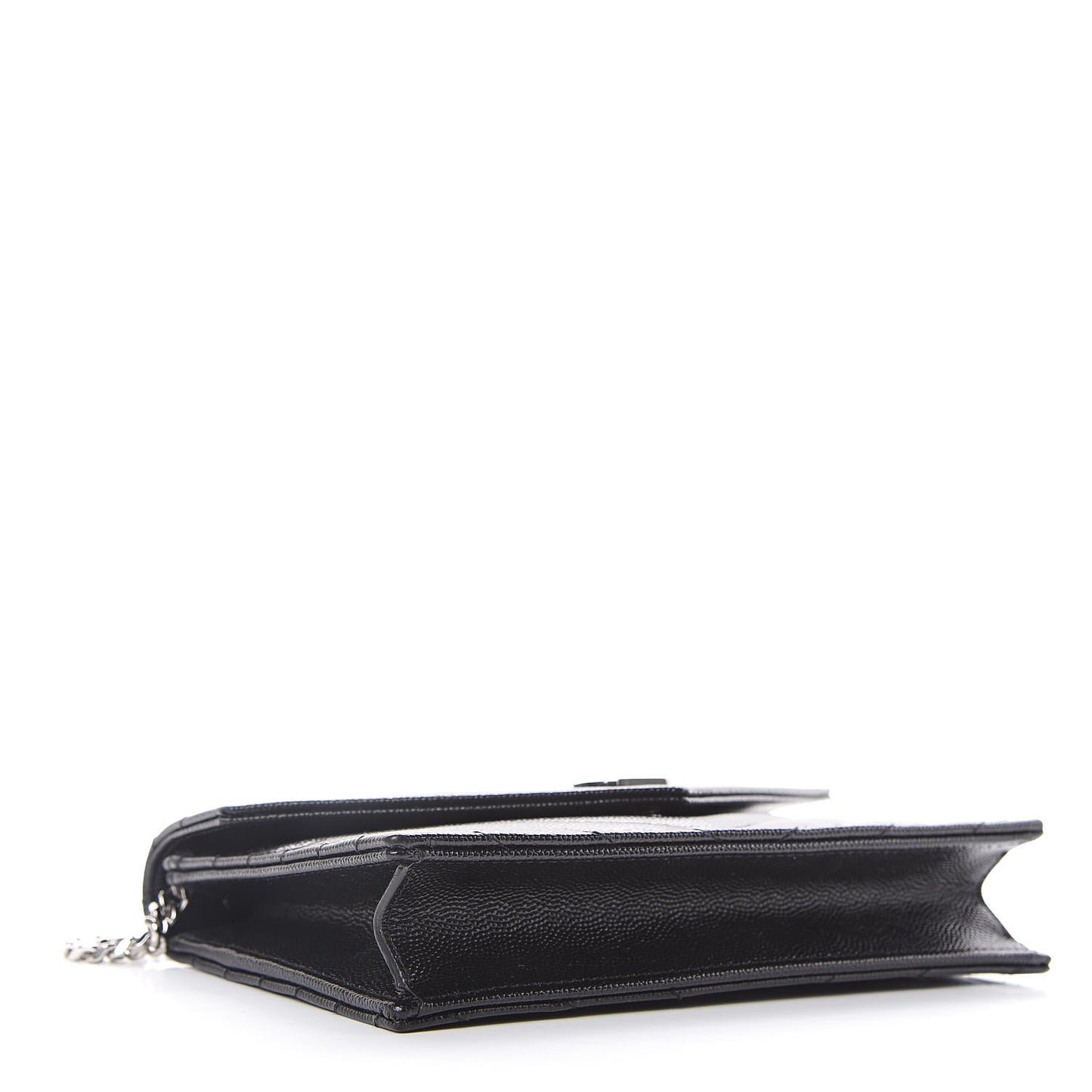Grain De Poudre Matelasse Chevron Monogram Envelope Chain Wallet Black