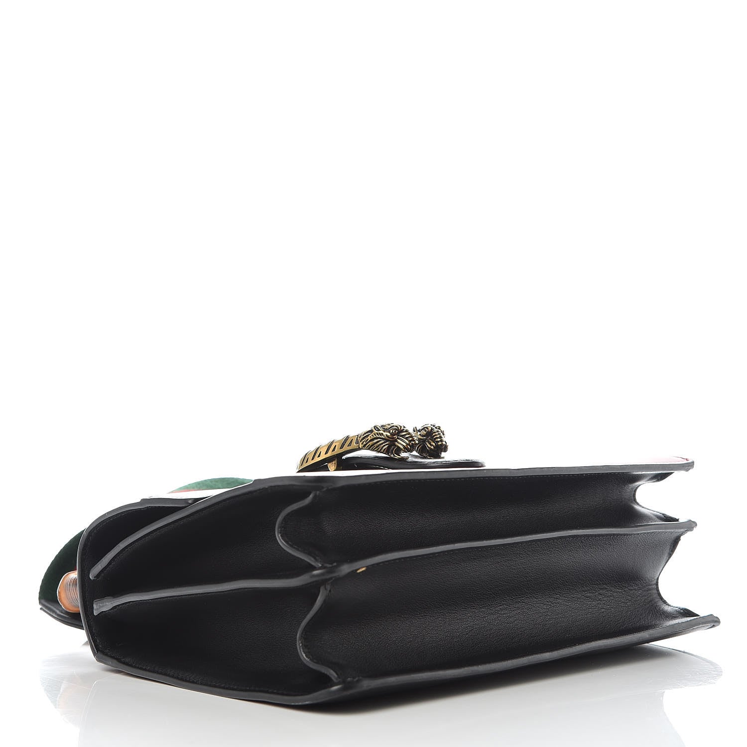 Gucci Moon Calfskin Web Medium Dionysus Bamboo Top Handle Bag Black Bright Evergreen Hibiscus Red 4 of 14