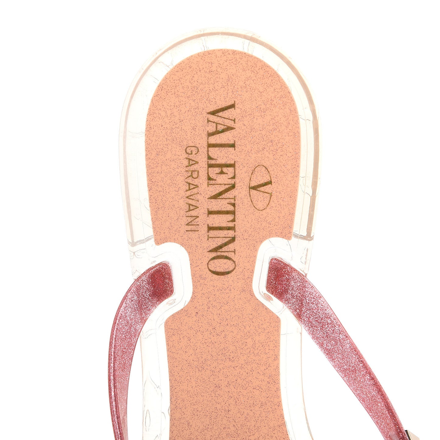PVC Jelly Glitter Rockstud Bow Thong Sandals 39 Pink