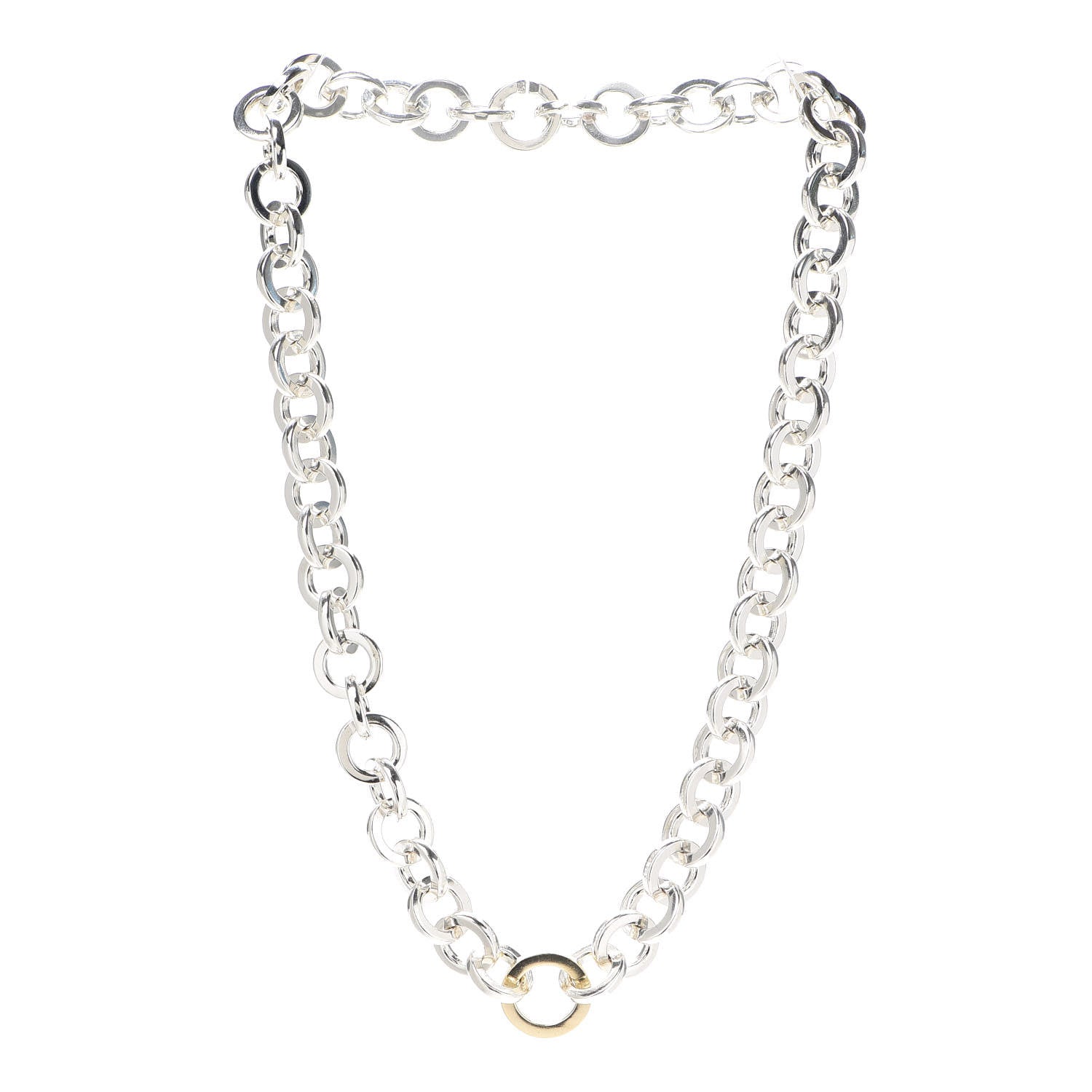 Tiffany Sterling Silver 18K Yellow Gold Circle Link Necklace 3 of 5