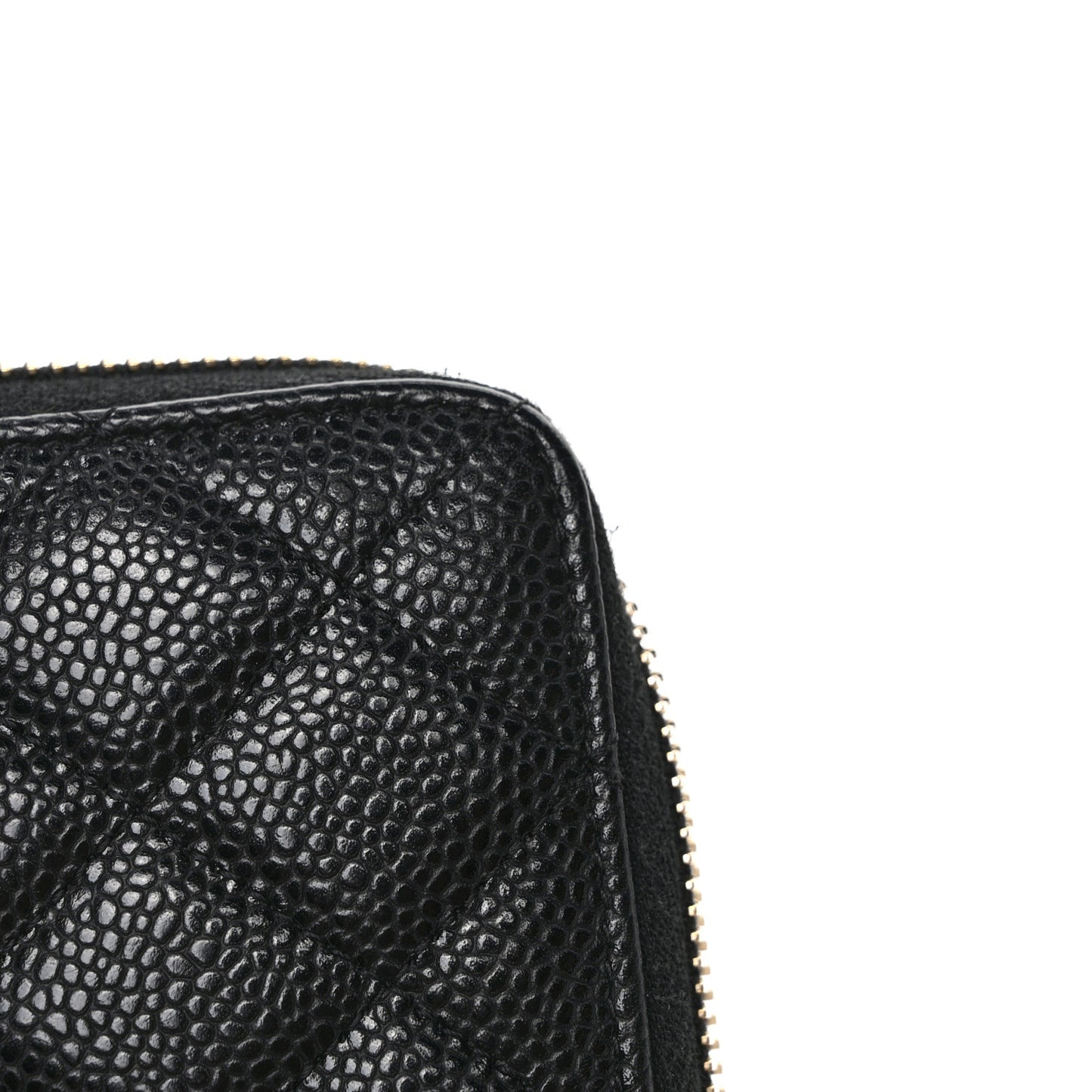 Caviar Quilted Large Gusset Zip Around Wallet Black
