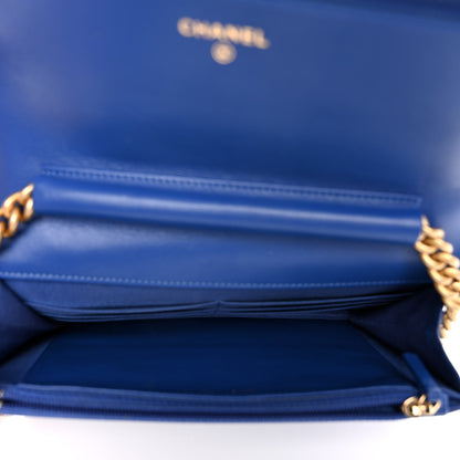 Chanel Caviar Quilted Boy Wallet On Chain WOC Blue 5 of 12