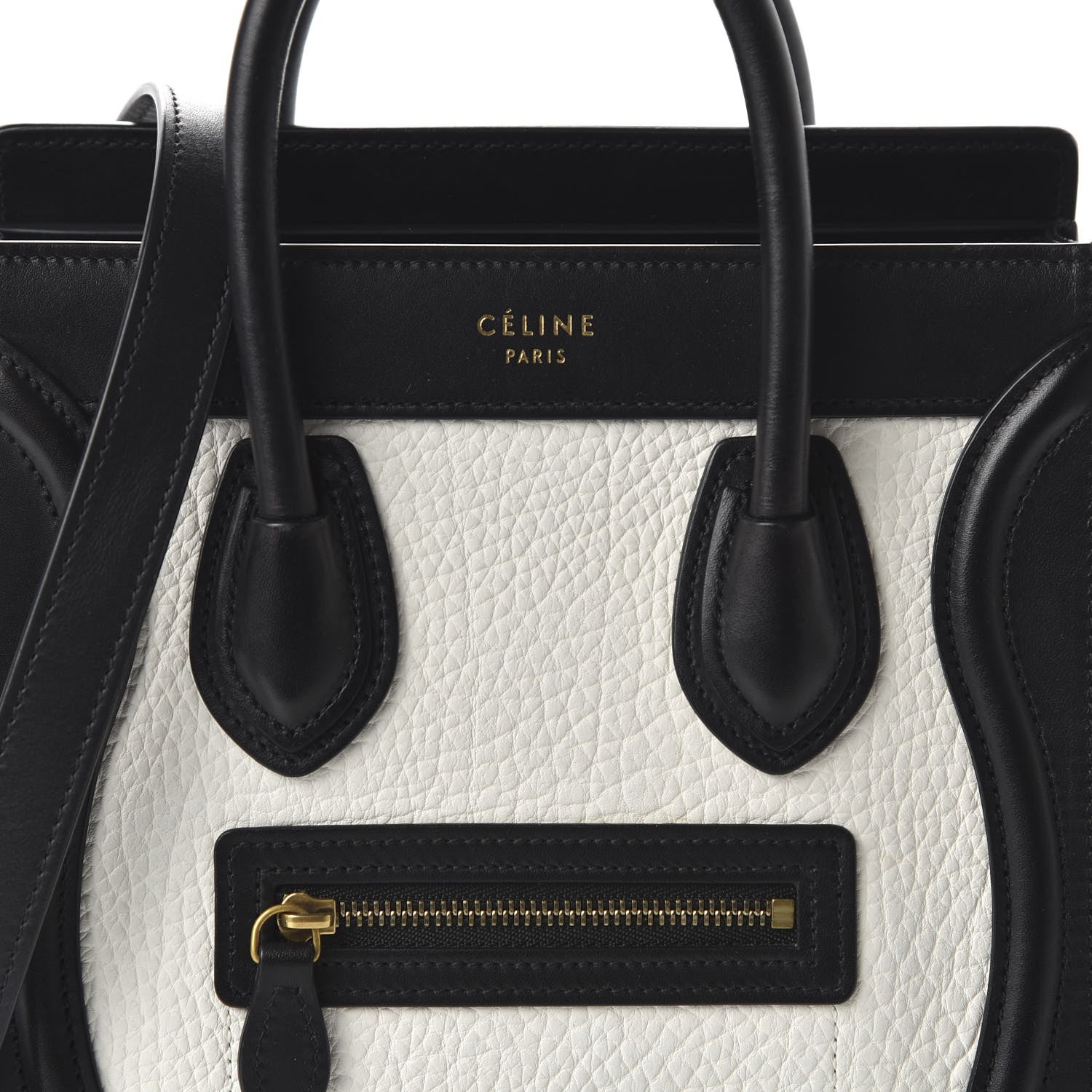 Celine Bullhide Calfskin Nubuck Bi-Color Nano Luggage Black White 9 of 9